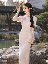 复合蕾丝旗袍年轻款高端气质改良新中式少女长款民国风连衣裙