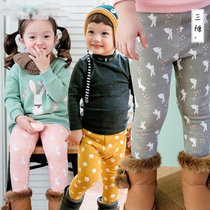 韩国童装bebezoo冬季男女宝宝小童印花保暖加绒加厚打底裤1-3岁2