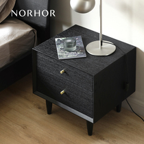 北欧表NORHOR/GUAN系列YI实木抽屉床头柜/日式简约原木橡木边柜Z
