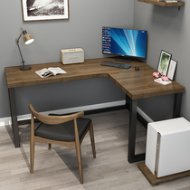 实木L型书桌转角电脑台式桌角落桌子靠墙卧室家用简约异形办公桌