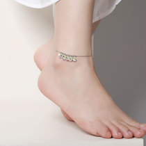 奥地利水晶脚链脚踝链简约细脚镯流苏气质甜美韩版个性s925银女款
