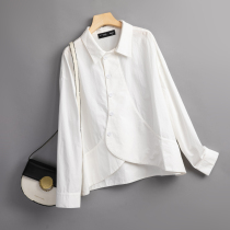 MASE/棉白衬衫女长袖秋季上衣服休闲高级感衬衣女款新款外穿
