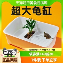 yee龟缸带晒台饲养箱造景乌龟盆塑料水陆龟鱼缸大号喂龟孵化专用