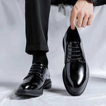 高中生艺考内增高皮鞋男中学生钢琴演出黑色18岁成年礼鞋子配礼服