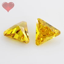 金黄彩色锆石三角形倒角裸石 尖底手表散钻配石
