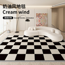 地毯客厅极简风黑色格子地垫耐脏可擦免洗地垫卧室满铺大面积地垫
