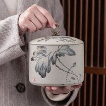 陶瓷茶叶罐粗陶大号密封罐家用复古中式普洱白红茶绿茶防潮储存罐