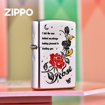 zippo官方正品 打火机镀银填漆玫瑰之恋 创意防风煤油火机送男友