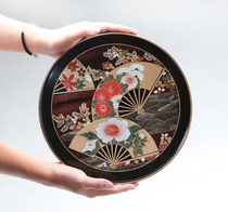 日本进口山中漆器扇舞托盘日式手工茶盘果盘子结婚家用宝扇漆盘