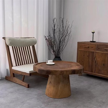 香樟木圆树墩沙发边几民宿设计师家具日式侘寂风创意实木茶几异形