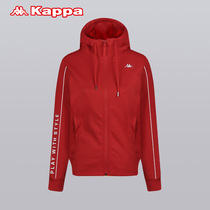 Kappa卡帕女士运动卫衣2023冬季新款休闲连帽短款开衫外套运动服