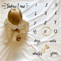 宝宝成长记录拍照摄影道具毯子背景布12个月months月份月龄纪念