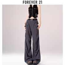 Forever 21高级感西装阔腿裤女夏季2024新款高腰垂感休闲拖地裤
