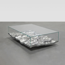 设计师异形玻璃钢茶几极简水波纹茶几大理石玻璃创意茶台TABLE