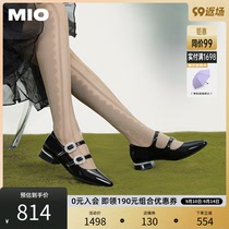 [周洁琼同款]MIO米奥2023秋冬尖头珍珠<em>低跟单鞋</em>水钻浅口玛丽珍鞋