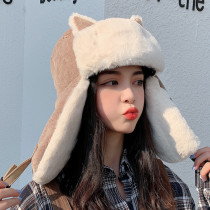 韩版女猫耳朵雷锋帽加厚防寒保暖棉帽子可爱秋冬季骑车防风护耳帽