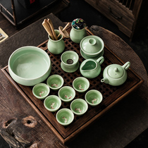 青瓷功夫茶具套装陶瓷家用盖碗茶壶茶杯小套办公简约茶道茶艺整套