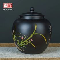 建水紫陶茶叶罐陶瓷家用密封罐储存普洱茶缸中式防潮高档醒茶罐小