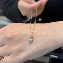日本代购Marisol天然海蓝宝石吊坠项链18K金锁骨链轻奢送女友礼物