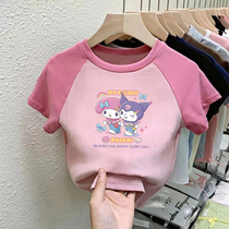纯棉女童装短袖T恤2024夏季新款儿童宝宝洋气卡通库洛米百搭上衣