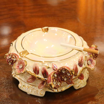 欧式大号陶瓷烟灰缸镶钻家用茶几客厅卧室办公室装饰摆件创意礼品