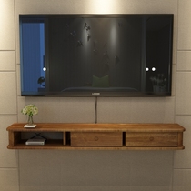 现代极简电视柜壁挂实木客厅悬挂墙上机上盒置物架卧室超窄柜隔板