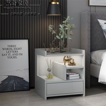 极速深灰色床头柜简约现代创意小柜子感应灯卧室小型床边柜经济型