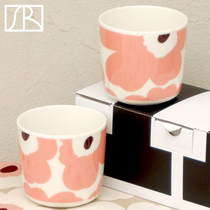 芬兰Marimekko Unikko日本限定珊瑚粉陶瓷手握杯咖啡杯茶杯猪口