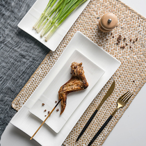 创意寿司盘陶瓷盘子家用鸡翅甜品摆盘长方盘炒菜盘鱼盘餐具西餐盘