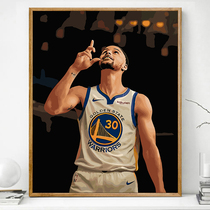 画画diy数字油画填色油彩填充绘画手绘手工礼物NBA篮球勇士库里