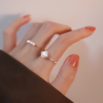Z小姐925纯银天然珍珠食指戒指女小众设计时尚个性简约气质开口戒