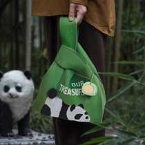 网红端午节包装盒手提袋熊猫针织手拎包绿豆糕咸鸭蛋粽子礼品礼盒