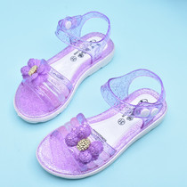 女孩塑料凉鞋夏季水晶果冻女童沙滩防滑公主花朵<em>儿童凉鞋</em>鱼嘴学生