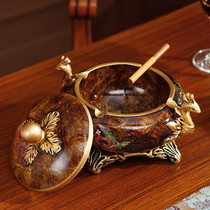美式客厅烟灰缸大号带盖防风创意欧式客厅茶几装饰品雪茄烟缸摆件