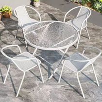 户外阳台小桌椅三件套休闲茶桌椅白色组合折叠一桌两椅小户型茶几