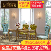 欧式长方形餐桌椅组合实木复古6人8人简欧饭桌家用新古典奢华法式