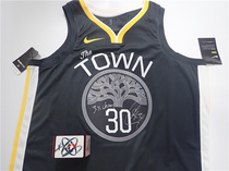 NBA金州勇士队Stephen Curry斯蒂芬库里亲笔签名球衣城市版篮球服