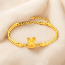 沙金老凤凰兔子手链女款手镯黄金色时尚生肖兔手环镀金送女友礼物
