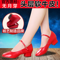 杨艺红色舞蹈鞋软底真皮广场舞鞋中老年女士夏天跳舞鞋女民族舞鞋