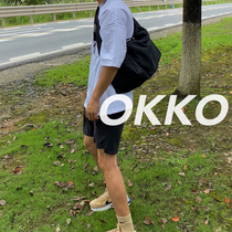 OKKO周边情侣斜挎包男士黑色纯色小众轻奢尼龙大容量单肩包骑行包