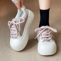 时尚部落厚底系带小白鞋子女2024年春季新款爆低帮板鞋运动休闲鞋