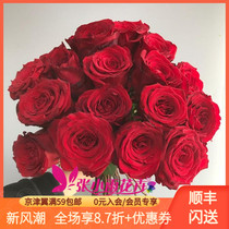红佛玫瑰鲜花正红色情人节鲜花北京同城速递花期长花形好20枝装