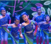 儿童傣族舞蹈服装表演雀之声服女童长款女鱼尾裙演出服长袖民族新