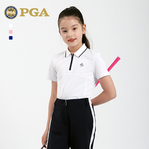 美国PGA儿童高尔夫球服夏季女童服装青少年运动上衣百搭短袖T恤