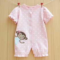 网红婴儿连体衣夏装女宝宝纯棉哈衣短袖0-1岁3-6月新生儿衣服夏季
