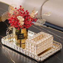 创意欧式水晶纸巾盒摆件简约客厅餐桌茶几收纳轻奢抽纸盒托盘套装