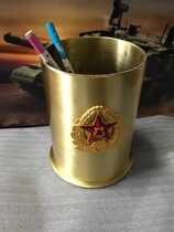 炮弹壳工艺品 85铜笔筒 办公室书房摆件 军旅收藏送领导战友礼品
