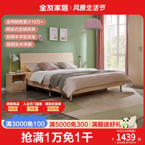 全友家私现代简约板式床卧室套装双人床环保板材大床106302