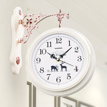 欧式双面挂钟创意表客厅静音北欧时钟表两面家用时尚现代简约挂表