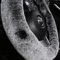 兔毛绒汽车方向盘套冬季三件套防滑透气短毛把套通用保暖汽车把套